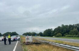 Lange file op A7 bij Niebert door losgeschoten aanhanger