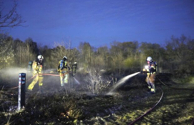 Brandweer rukt massaal uit voor bosbrand in Oosterwolde Video