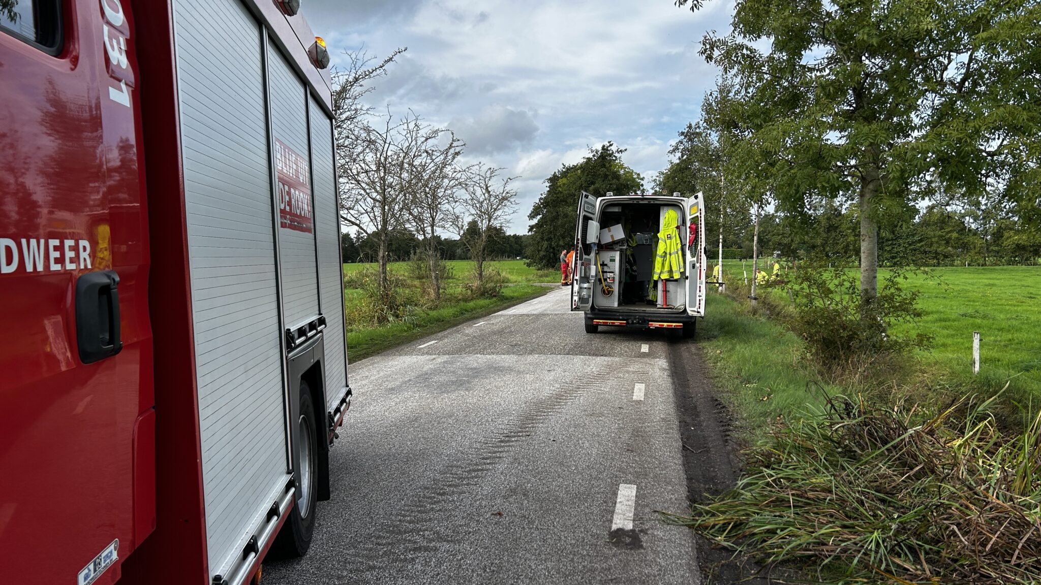 Gaslek ontstaan tijdens werkzaamheden langs Mensumaweg bij Tolbert