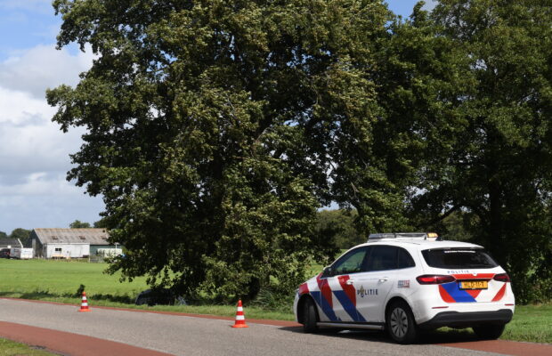 Auto slipt op N978 bij Midwolde