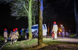 Bestelbus botst op boom op Sietse Veldstraweg