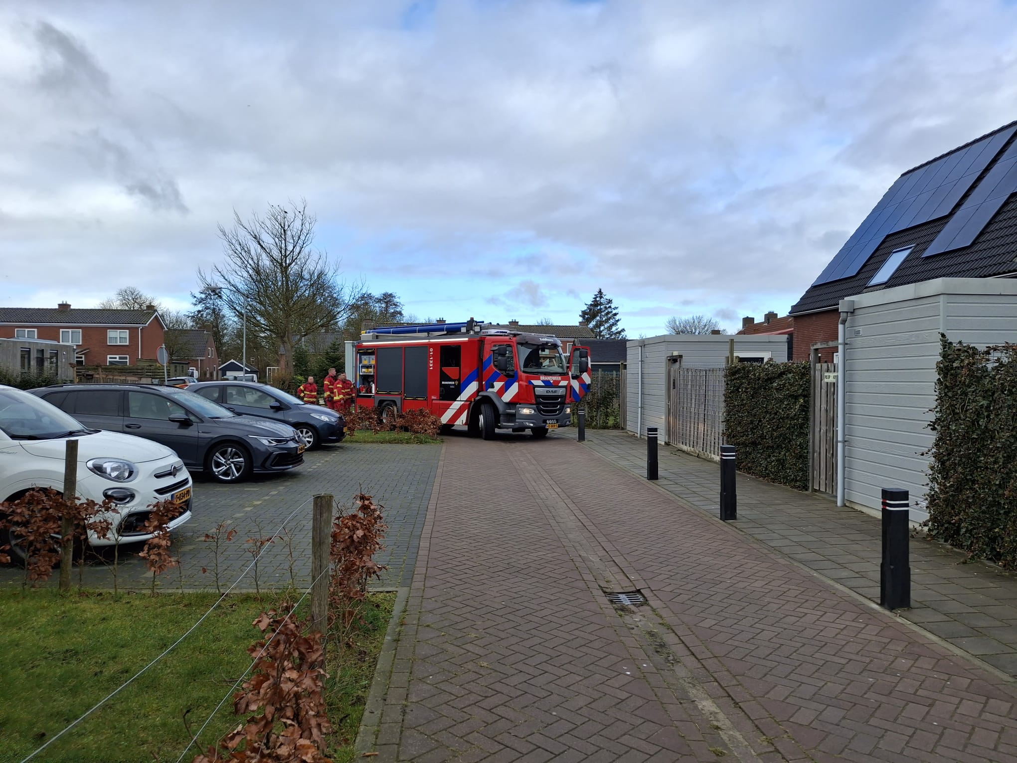 Brandweer bevrijdt meeuw in Aduard