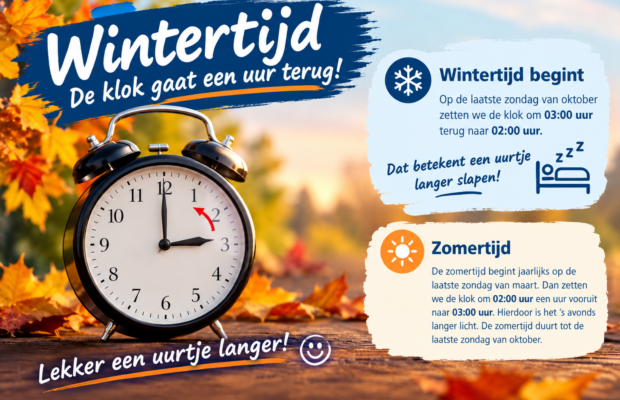 Wintertijd komt er weer aan!