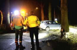 Auto botst tegen boom op Zevenhuisterweg Video