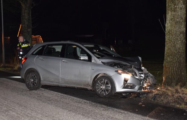 Auto botst tegen boom op Zevenhuisterweg