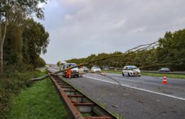 Auto botst tegen omgevallen boom op A7 bij Leek